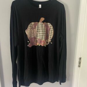 New Black Long Sleeve Shirt with Pumpkin Design